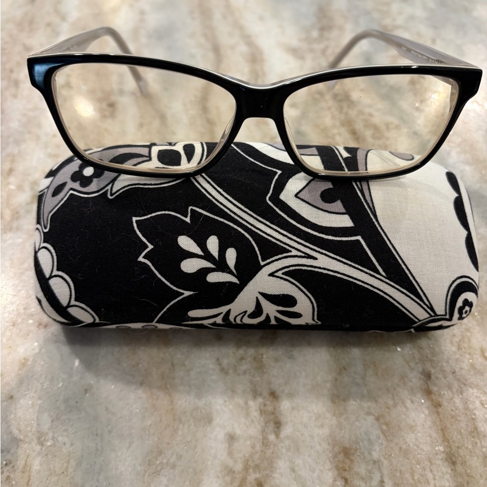 Vera Bradley Black and White Glasses with matching Case